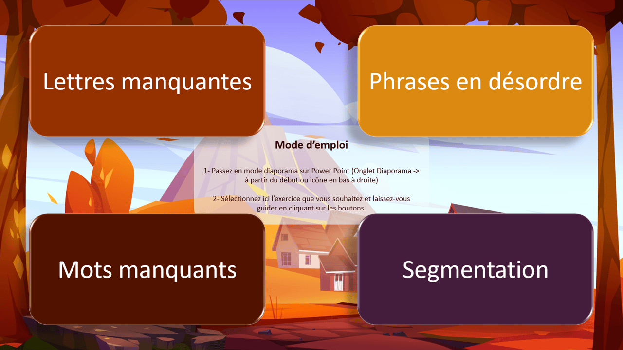 Créations orthophoniques Lecture Phrases de saison fiches Automne gratuit