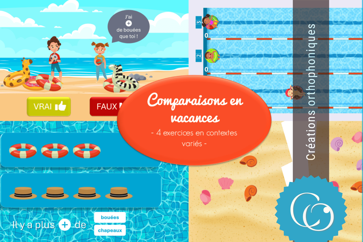 Créations orthophoniques Cognition Comparaisons en vacances support