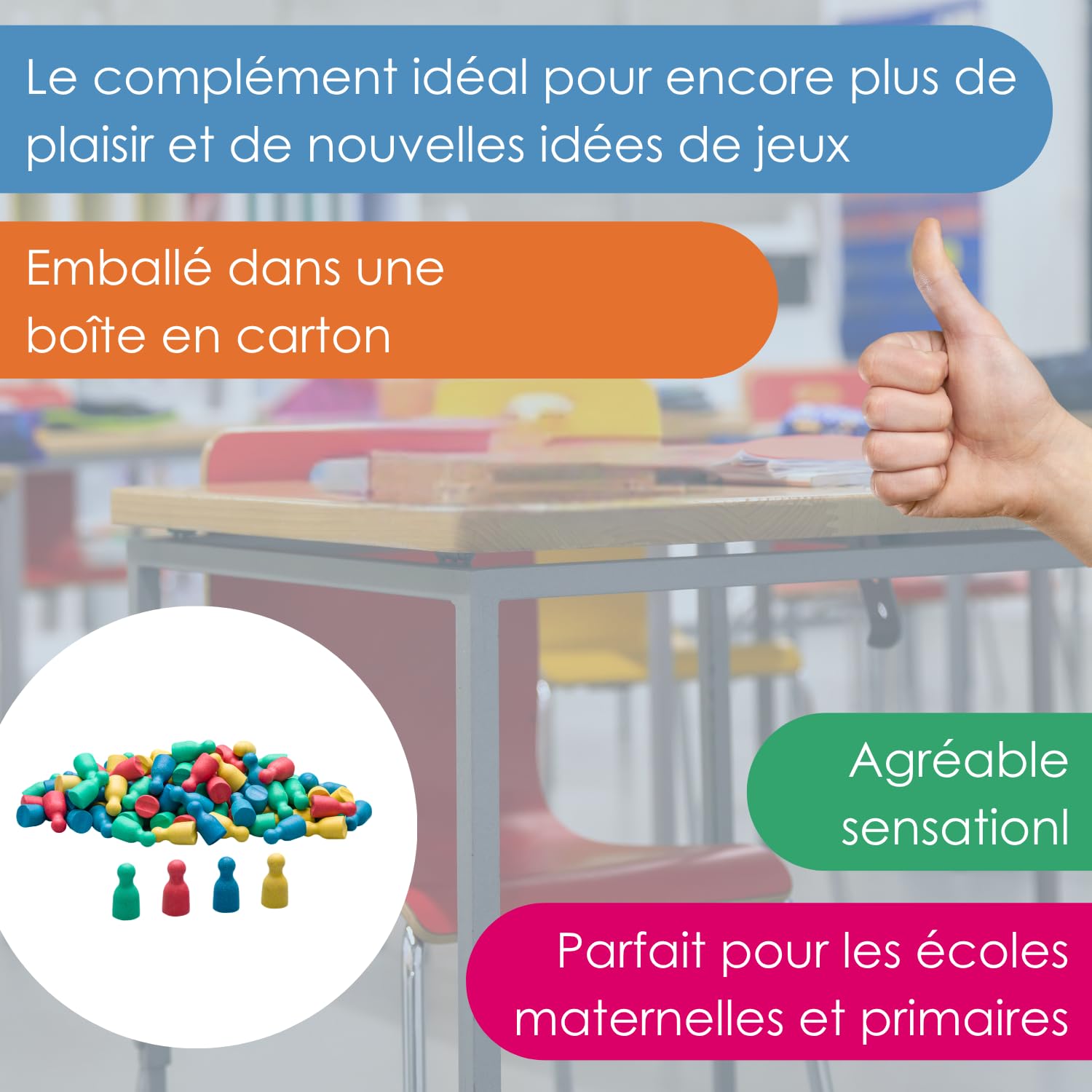 Wissner Lernspiele Pions Halma 4 couleurs boîte 100 pièces