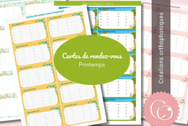 Créations orthophoniques Organisation du cabinet cartes RDV printemps