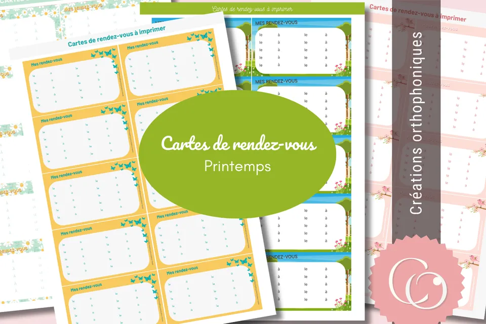 Créations orthophoniques Organisation du cabinet cartes RDV printemps