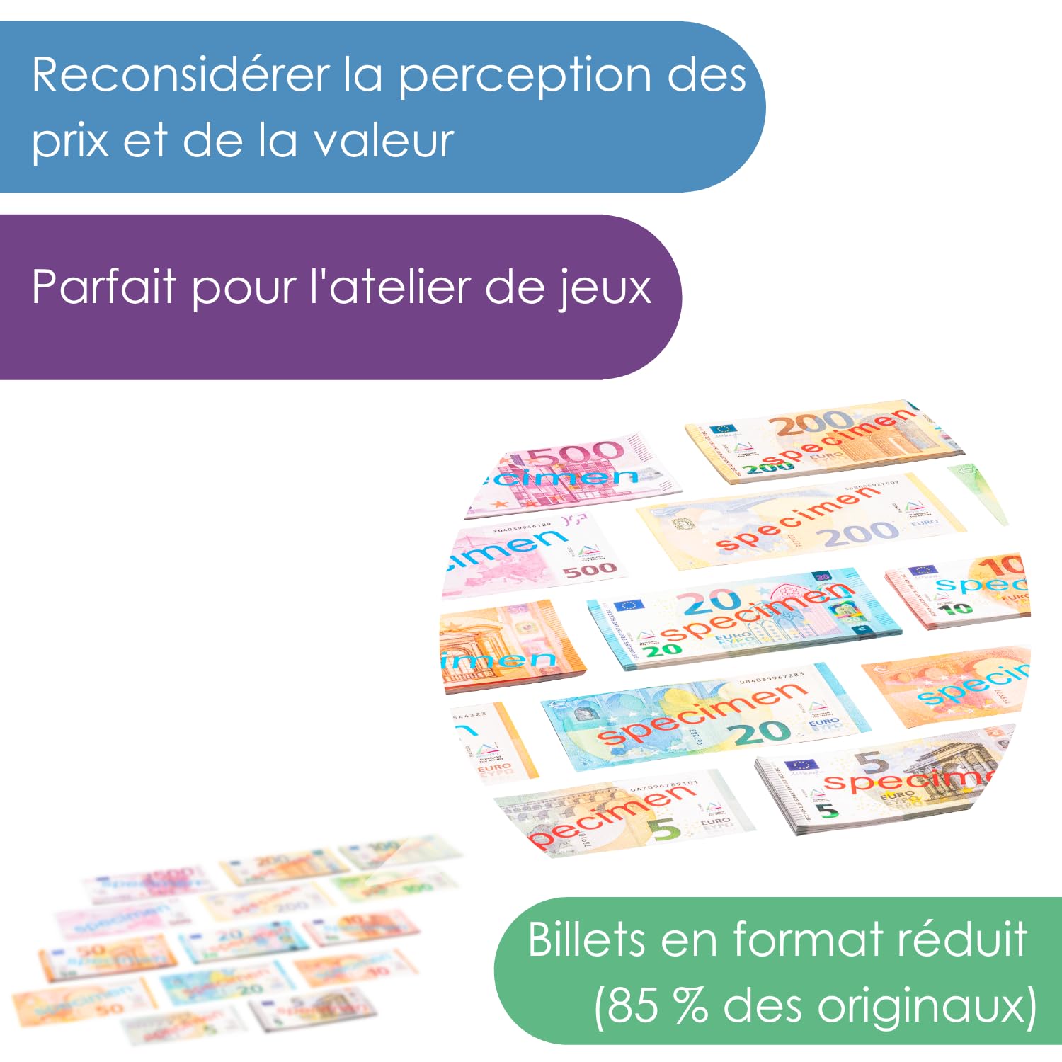 Wissner Lernspiele billets euros jouet 140 billets recto verso
