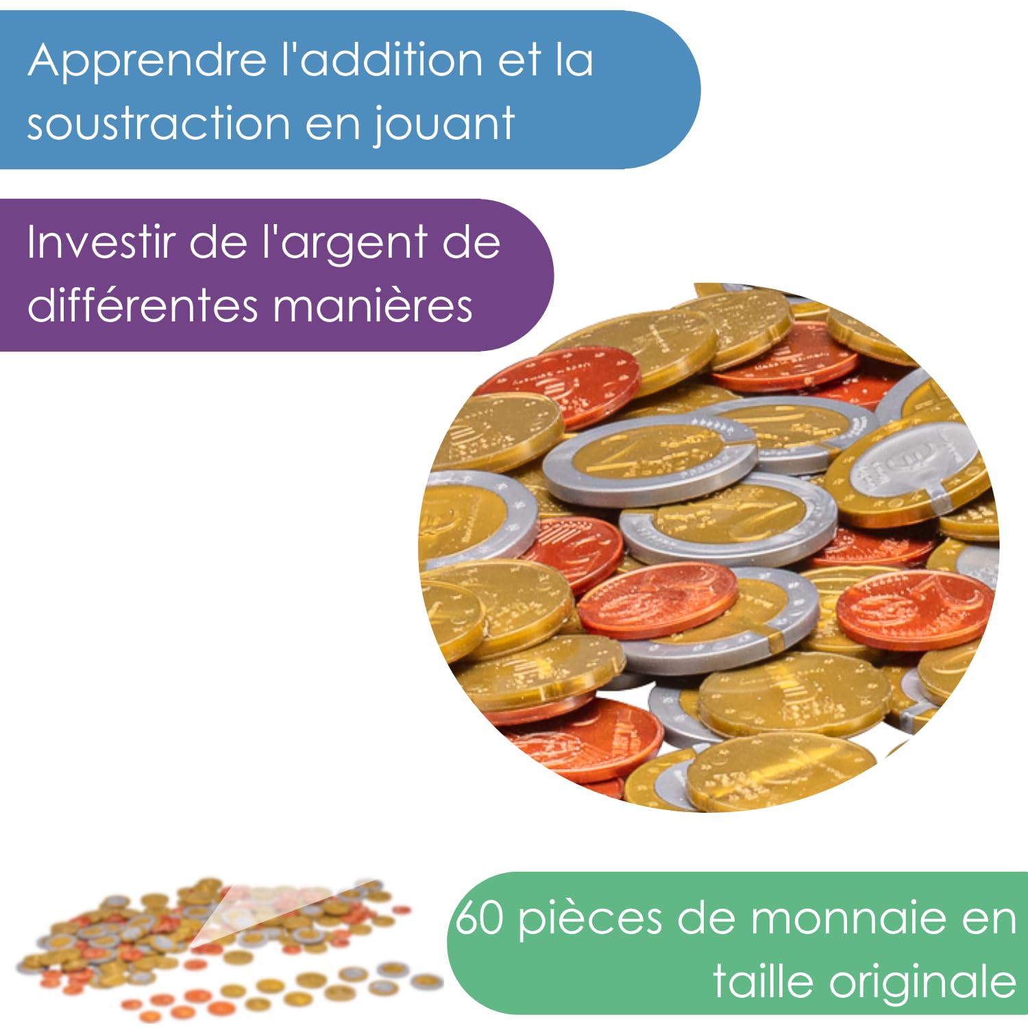 Wissner Lernspiele 160 pièces euros taille réelle pour école