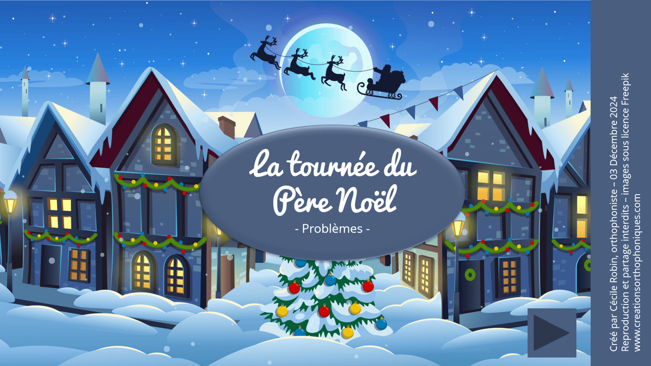 Créations orthophoniques Tournée Père Noël problèmes maths transformation