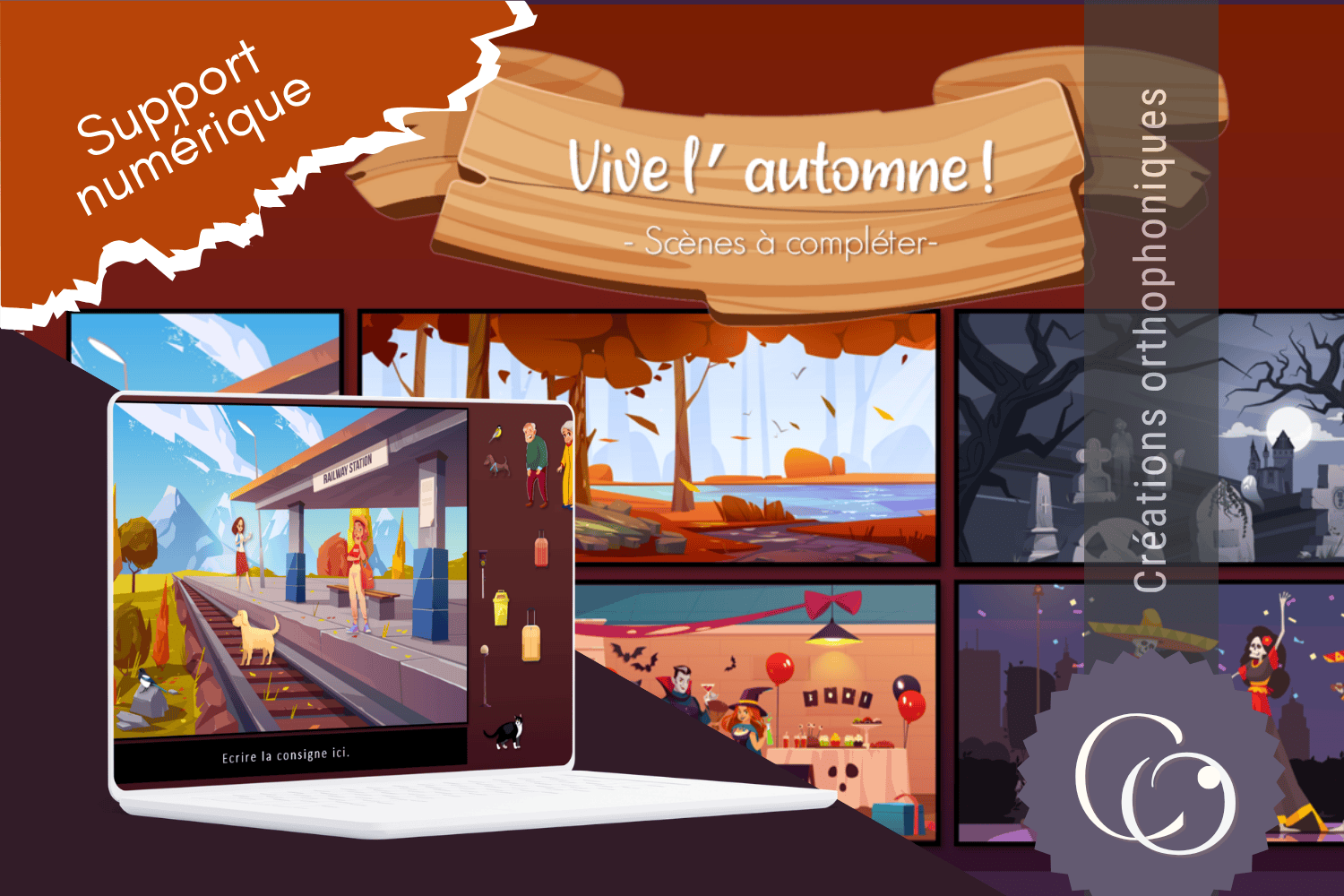 Créations orthophoniques Lecture Vive l'automne scènes gratuit