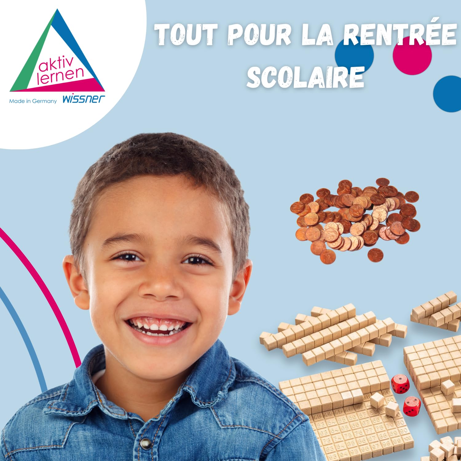 Wissner Lernspiele 100 pièces 2 centimes monnaie pédagogique RE-Plastic