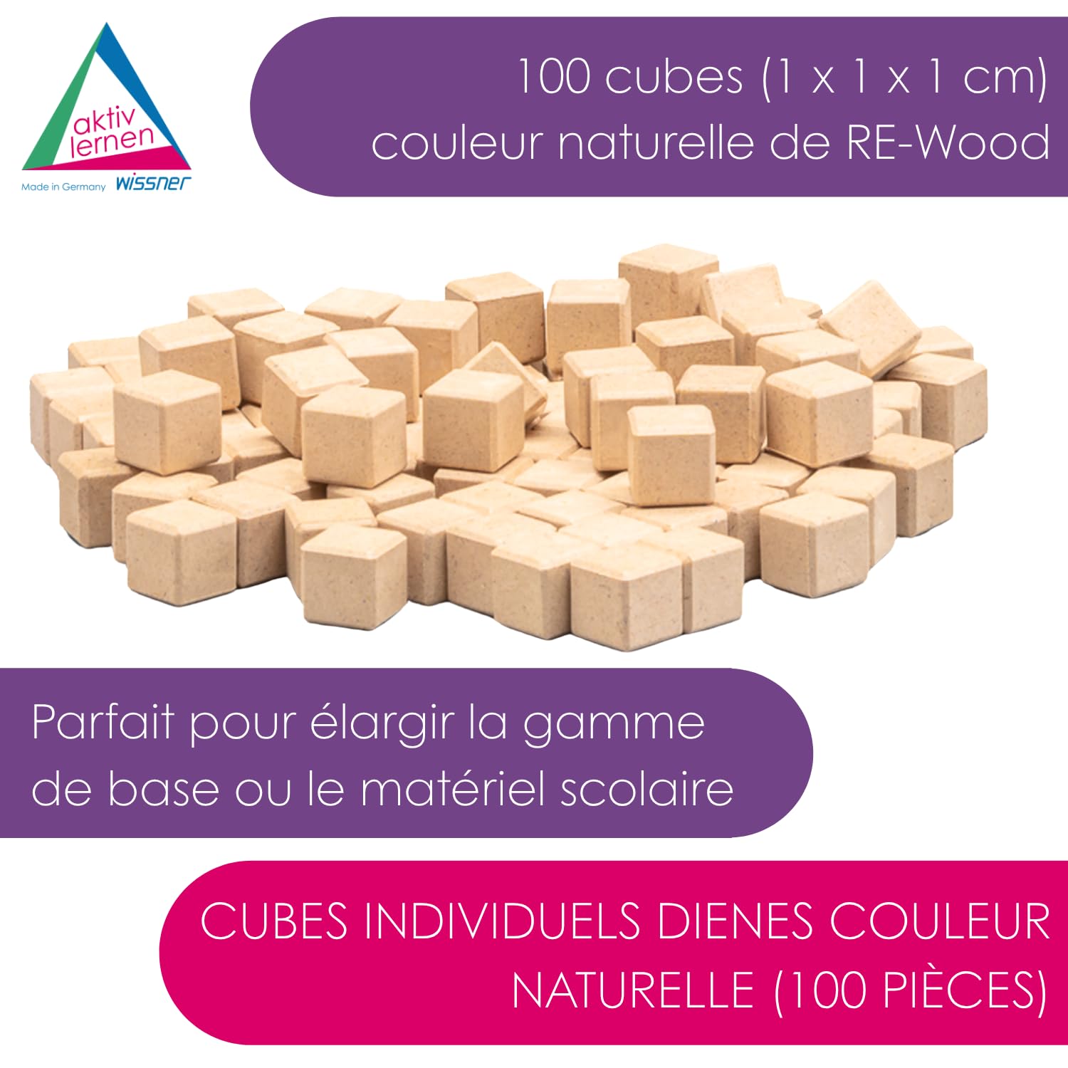 Wissner Raum Form cubes bois 1 cm lot 100 géométrie