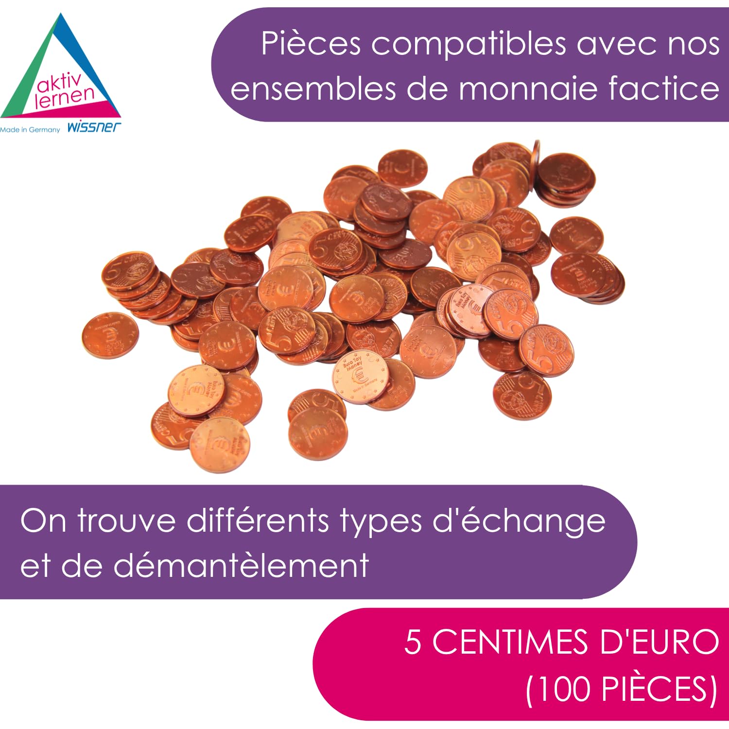 Wissner Lernspiele fausse monnaie 100 pièces 5 centimes