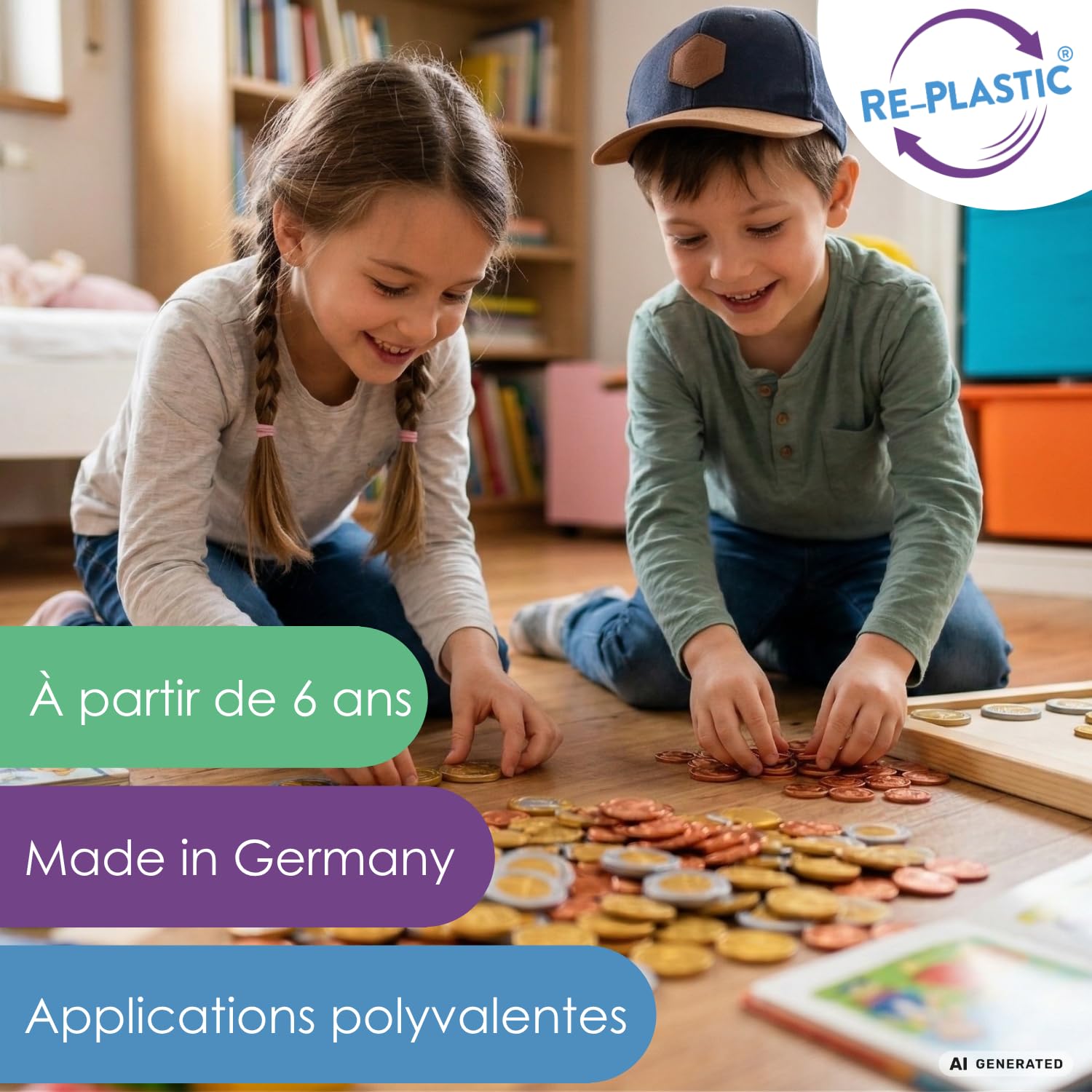 Wissner Lernspiele 160 pièces euros taille réelle pour école