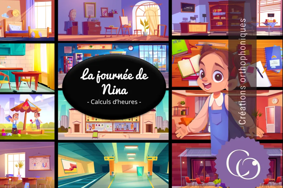 Créations orthophoniques Cognition Nina jeu calcul heures 12 scènes
