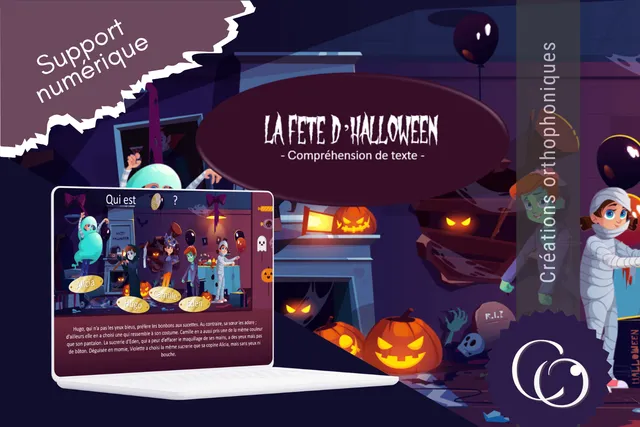 Créations orthophoniques Lecture fête Halloween compréhension texte ppt