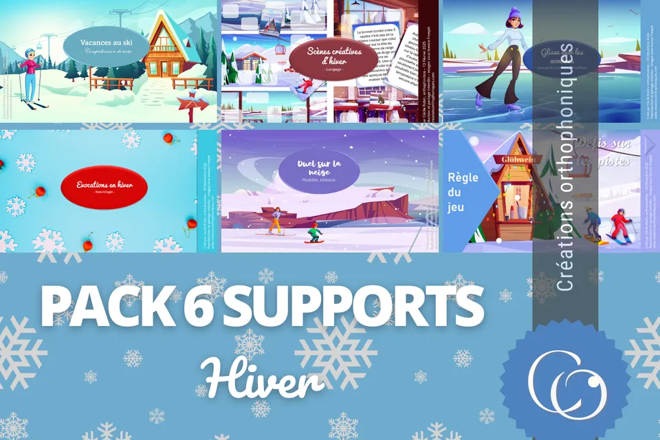Créations orthophoniques Pack 6 Supports d’hiver lot langage lecture