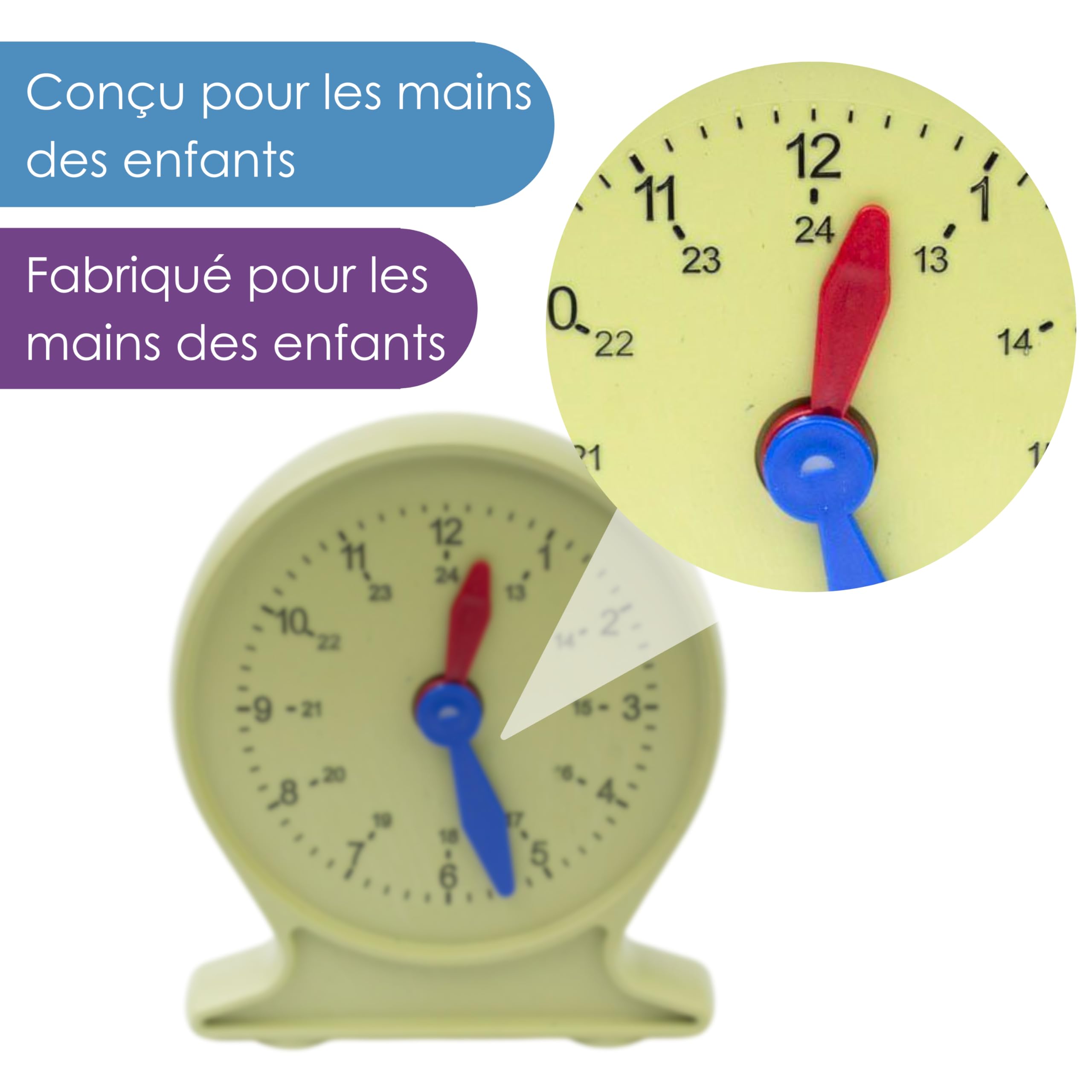 Wissner Größe & Messen horloge pédagogique jaune apprentissage heure