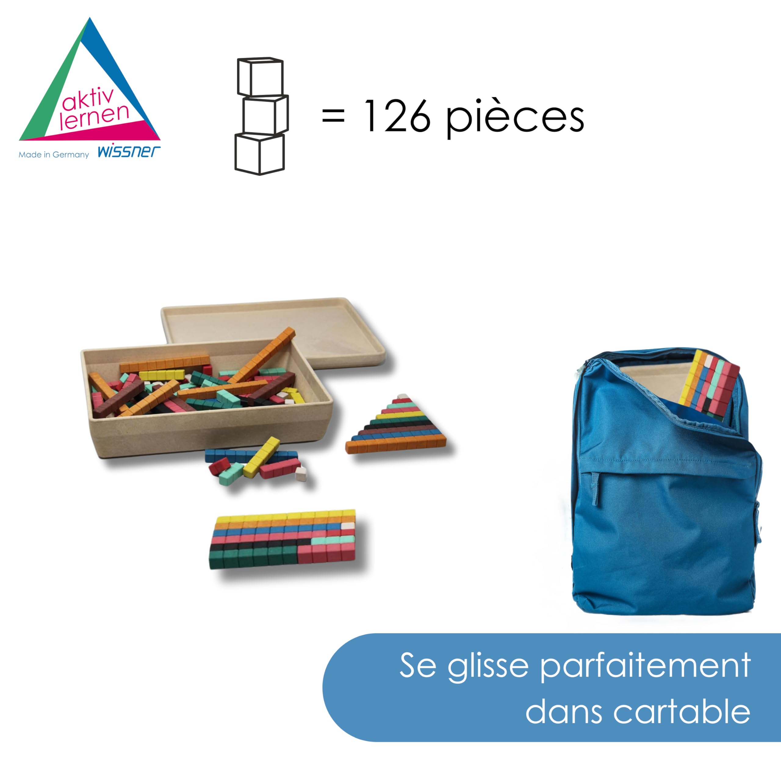 Wissner Zahlen & Rechnen réglettes Cuisenaire 126 pcs RE-Wood