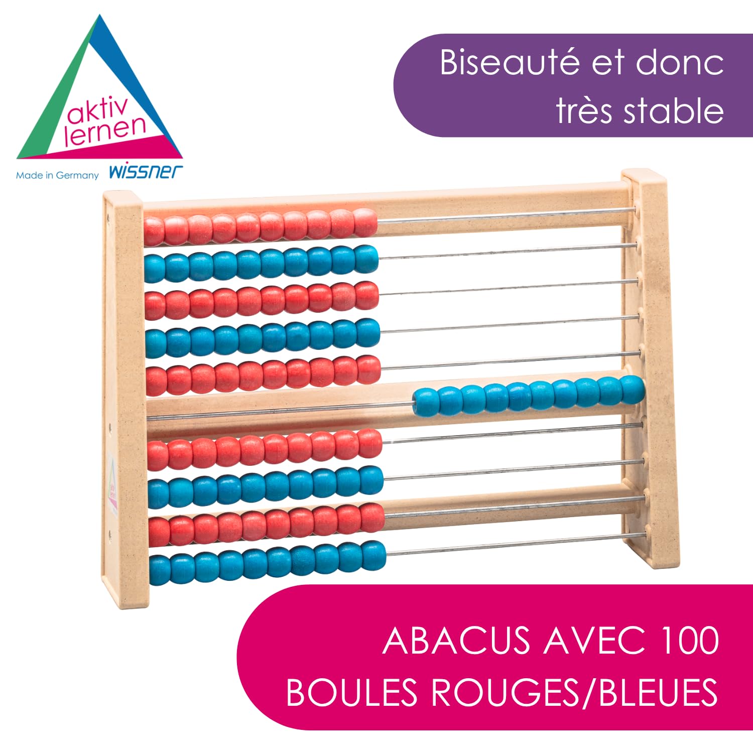 Wissner Zahlen & Rechnen Boulier 100 boules rouge/bleu RE-Wood