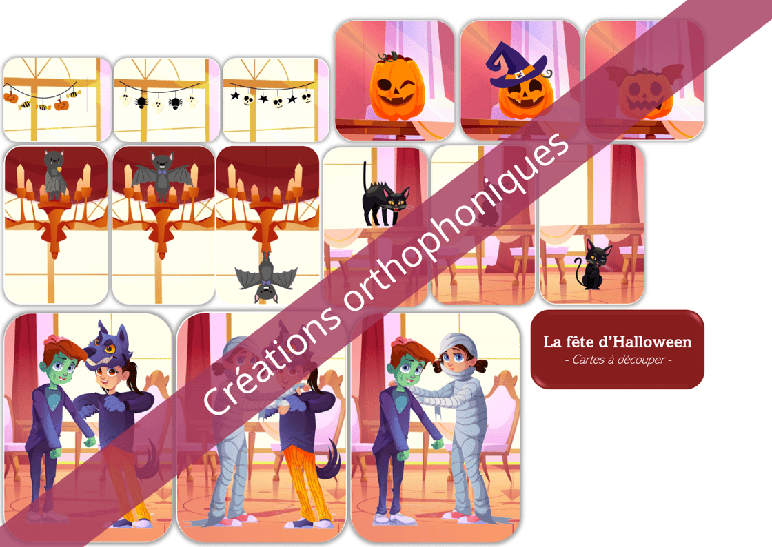 Créations orthophoniques PACKS Pack 10 supports Halloween jeux lecture