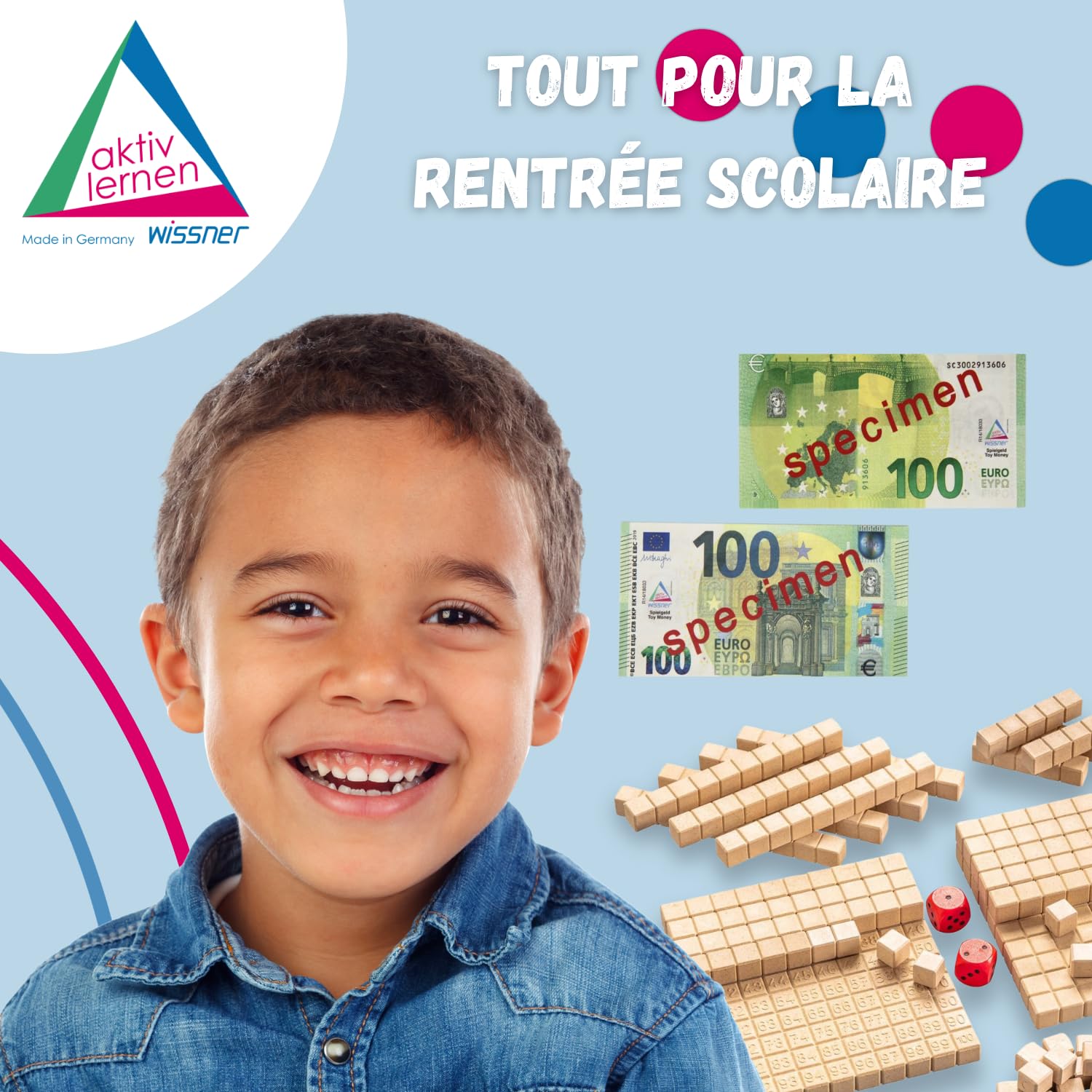 Wissner Lernspiele 100 billets 100 euros papier renforcé