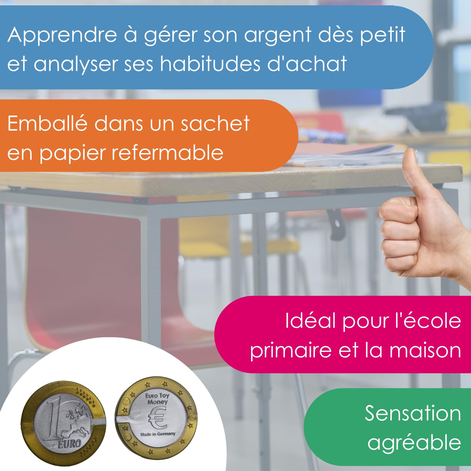 Wissner Lernspiele fausses pièces 1 euro x100 plastique