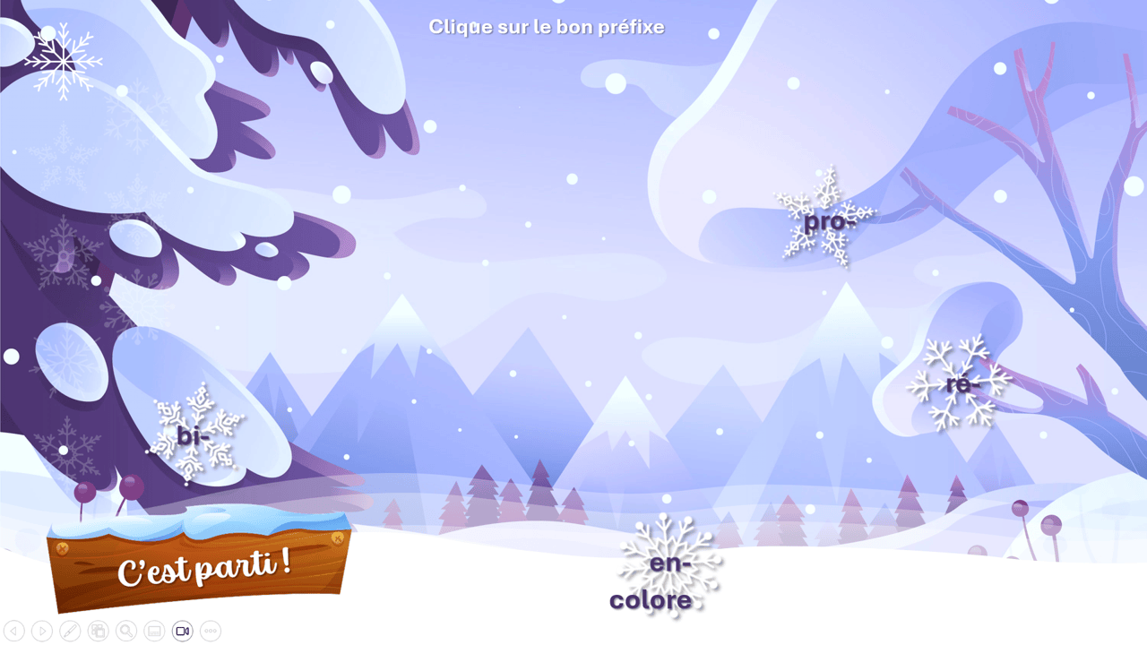 Créations orthophoniques Orthographe Floconnades jeu préfixes suffixes hiver