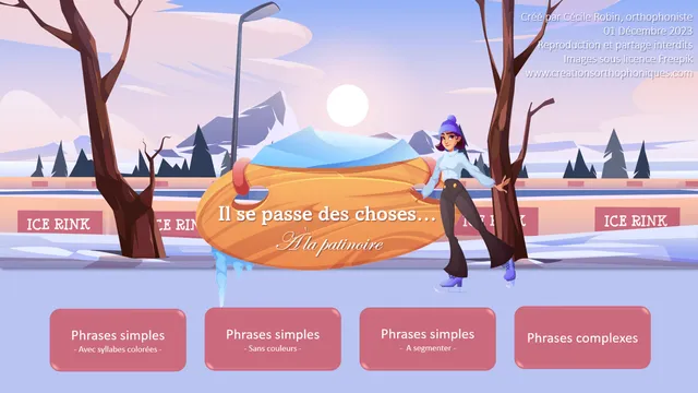 Créations orthophoniques Lecture Il se passe des choses à la patinoire PowerPoint