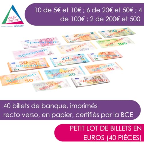 Wissner Lernspiele faux billets euros papier lot 40