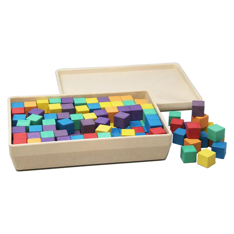 Wissner Raum & Form cubes 2 cm 150 pièces + 31 cartes RE-Wood