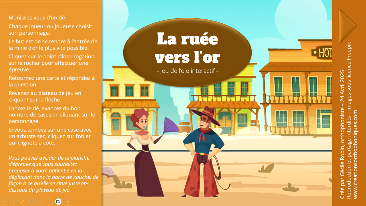 Créations orthophoniques Cognition mathématique La ruée vers l’or jeu PowerPoint