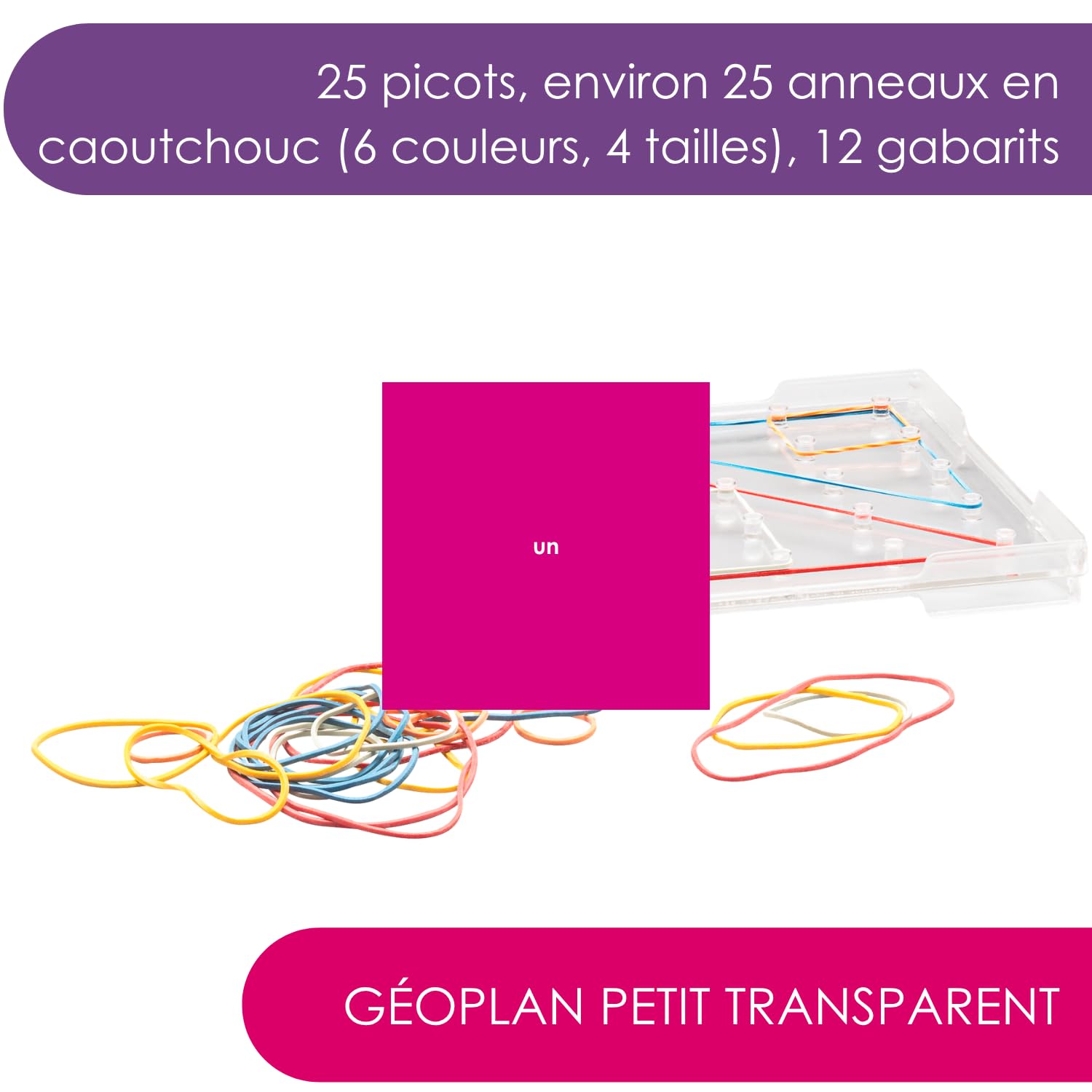 Wissner Raum & Form Géoplan carré 15x15 transparent élastiques