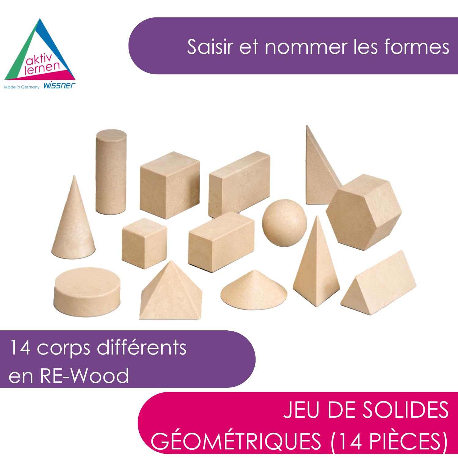 Wissner Raum & Form solides géométriques 14 pièces bois
