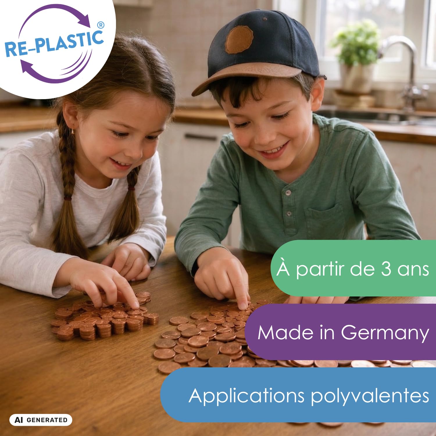 Wissner Lernspiele 100 pièces 2 centimes monnaie pédagogique RE-Plastic