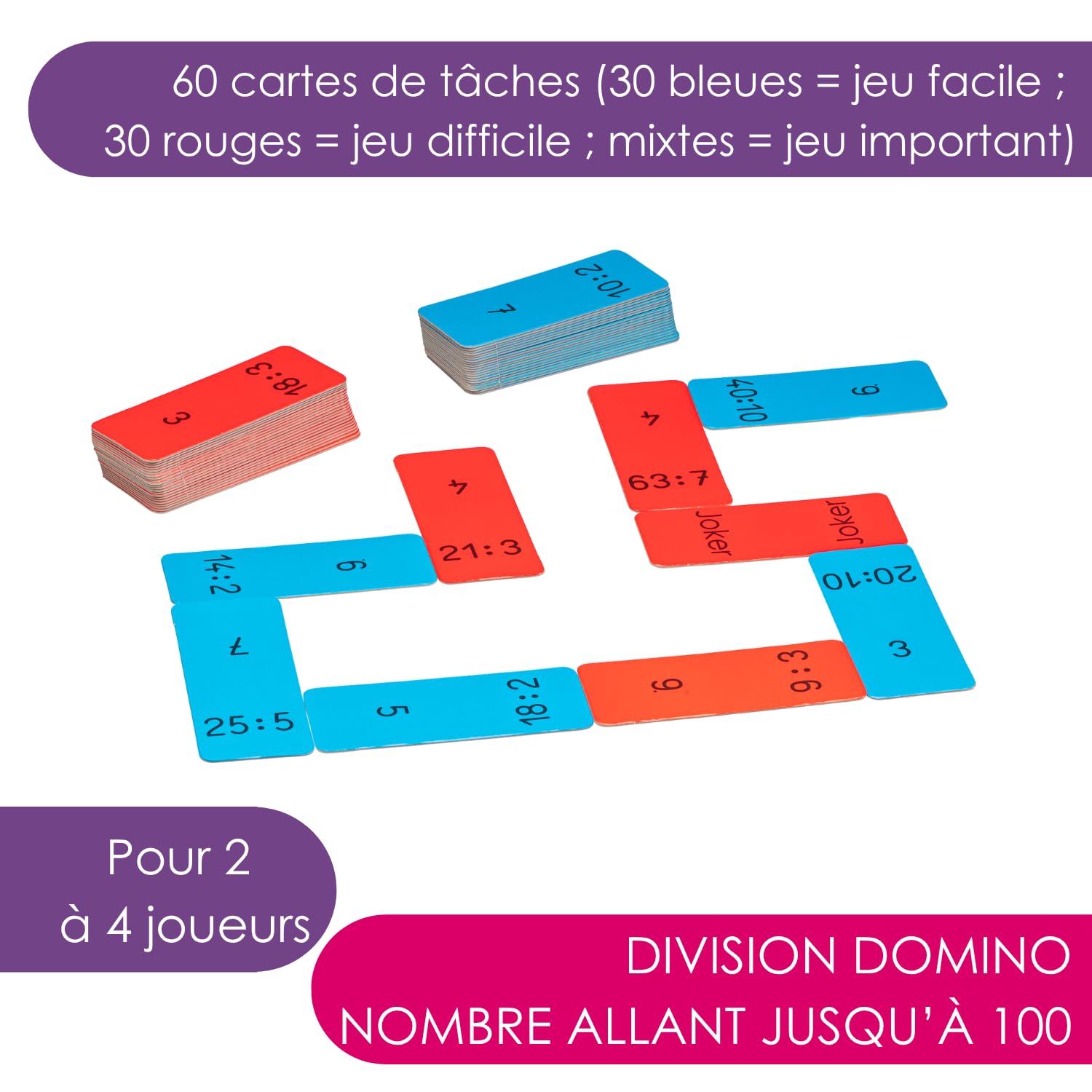 Wissner Lernspiele domino division 100 60 cartes bleues
