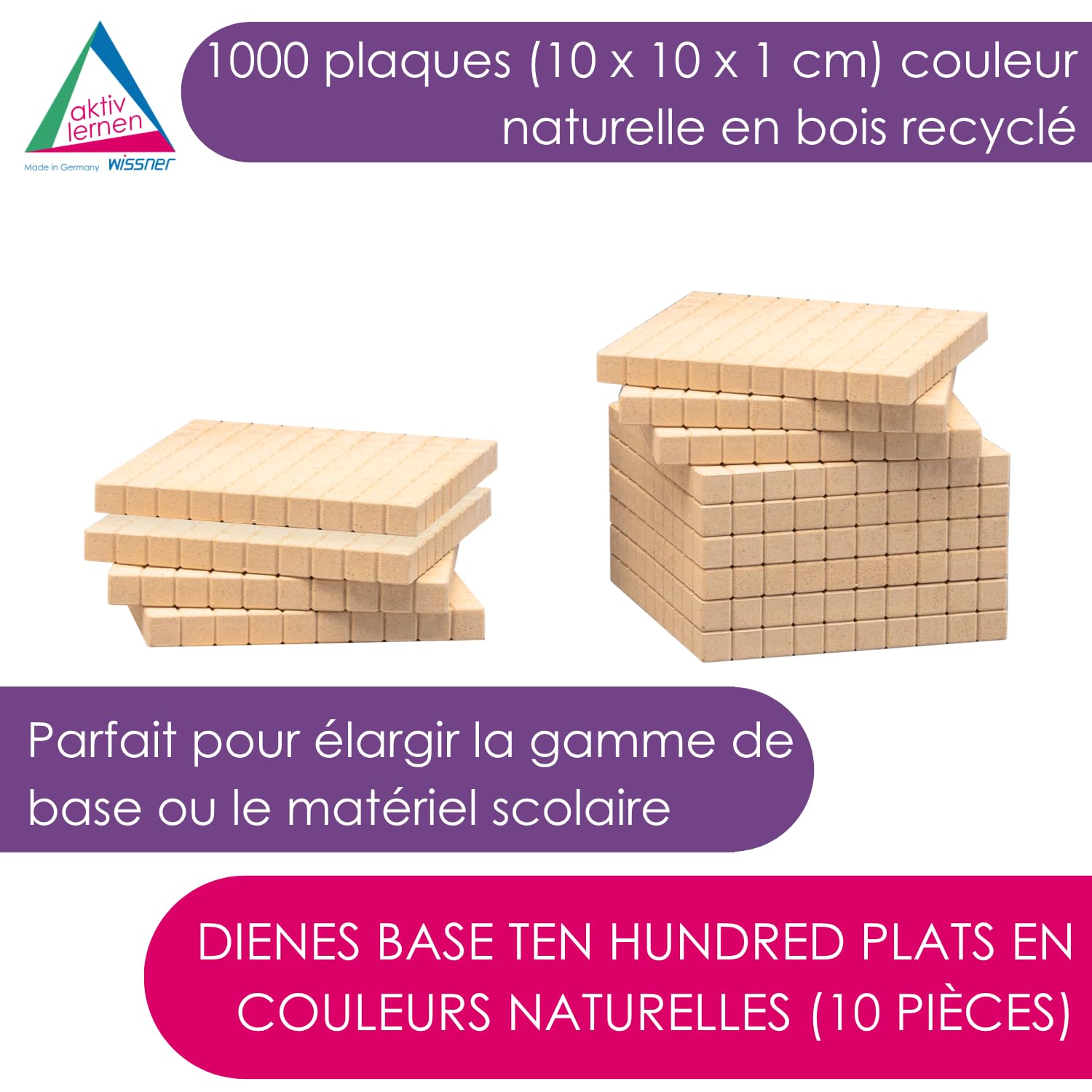 Wissner Zahlen & Rechnen plateau des centaines 10 pcs bois
