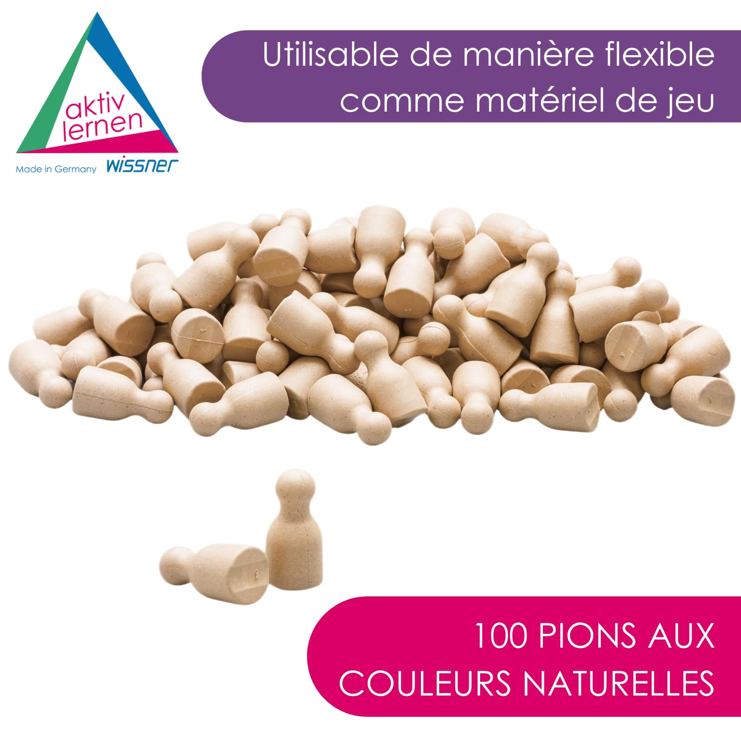 Wissner Lernspiele 100 pions halma Couleurs Naturelles RE-Wood