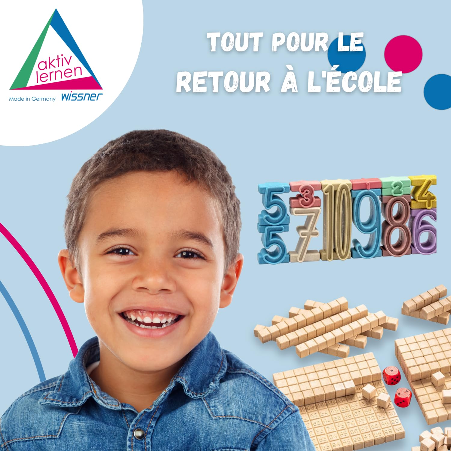 Wissner Montessori 34 chiffres à empiler RE-Wood coffret calcul