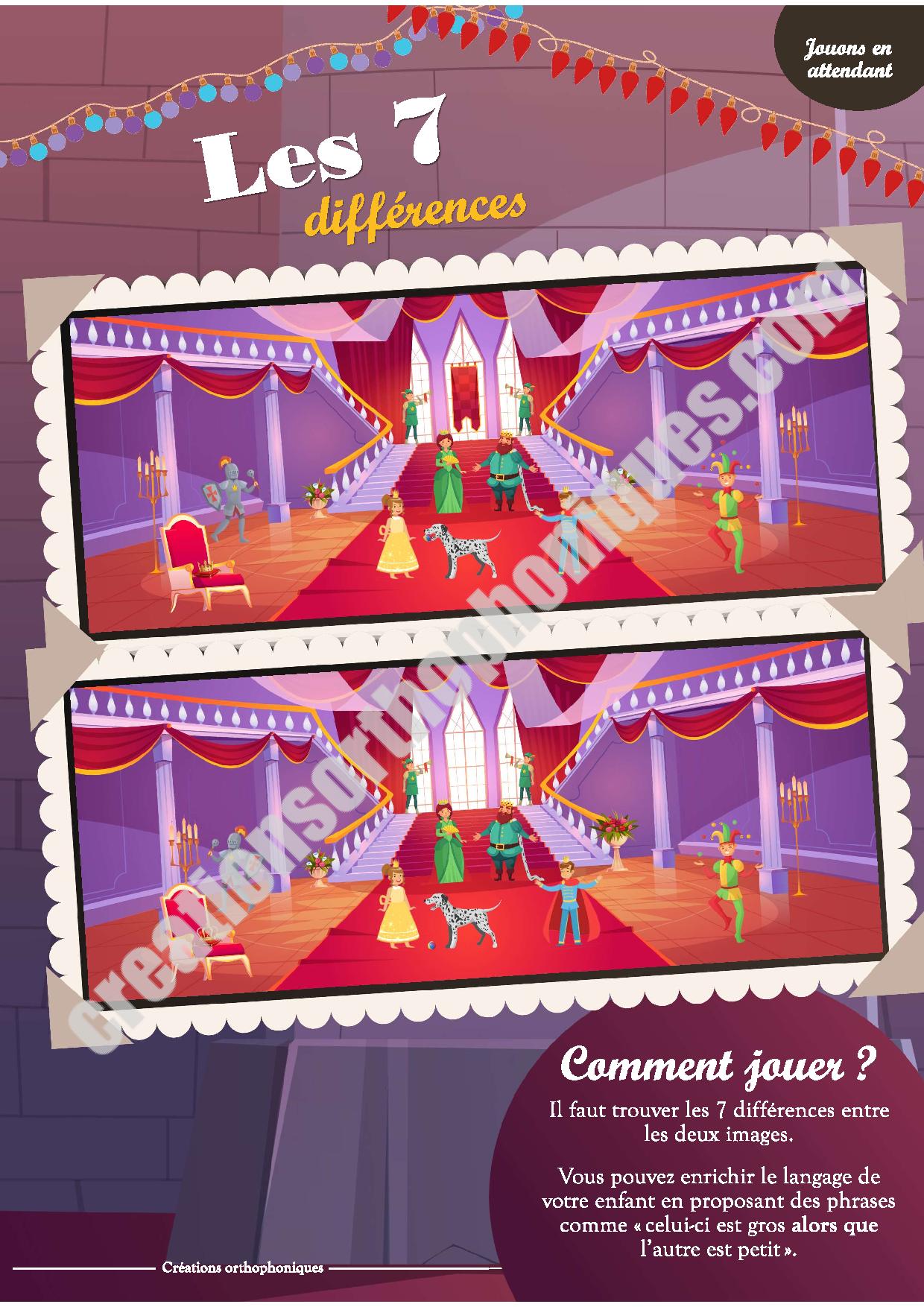 Créations orthophoniques Affiches Jouons 7 différences affiche A4