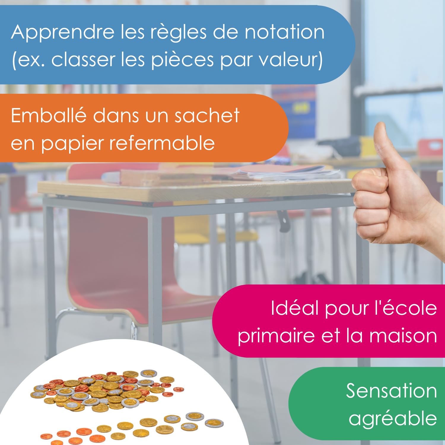Wissner Lernspiele 80 pièces euros taille réelle pour classe