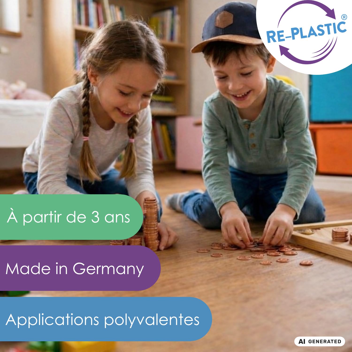 Wissner Lernspiele 100 pièces 1 cent euros factices RE-Plastic