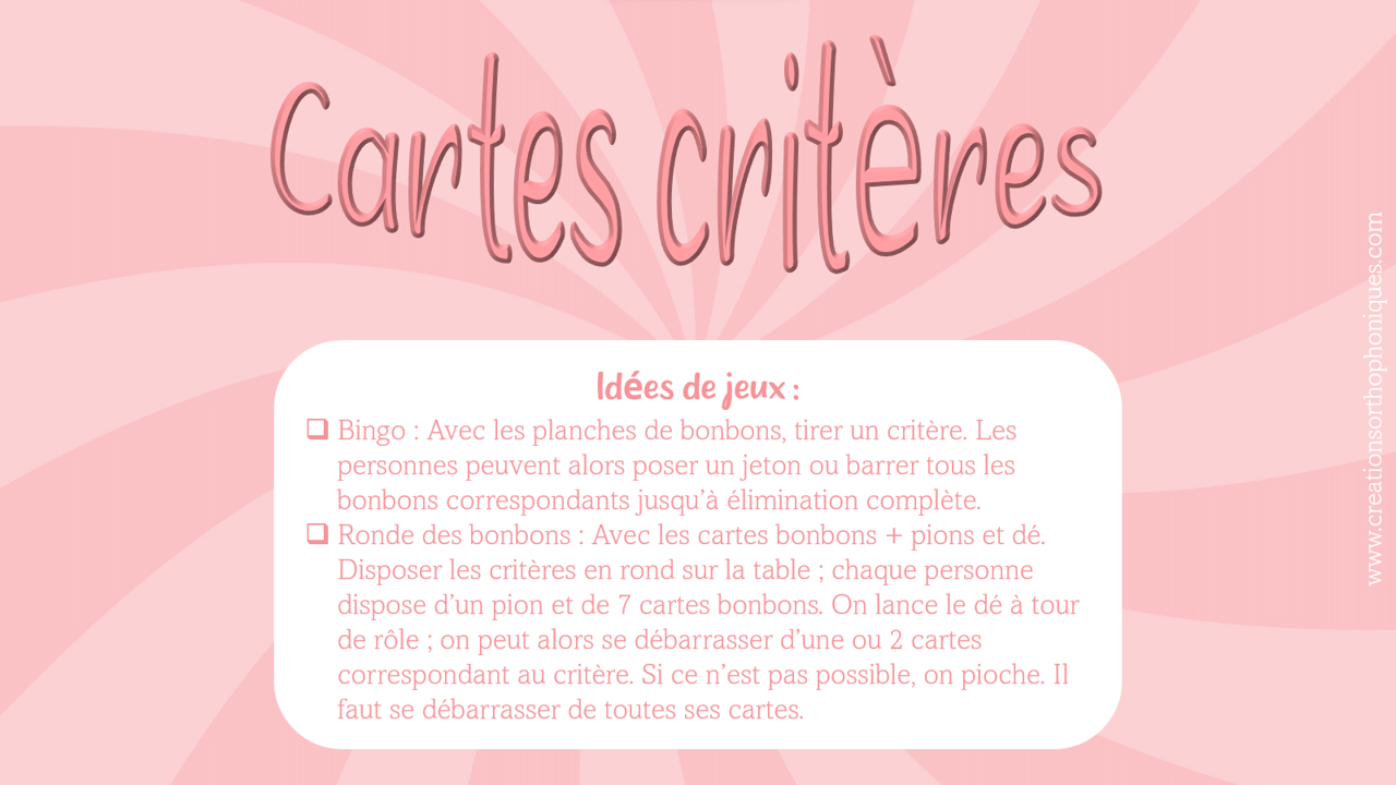 Créations orthophoniques attention Des bonbons jeu langage oral 5-10 ans
