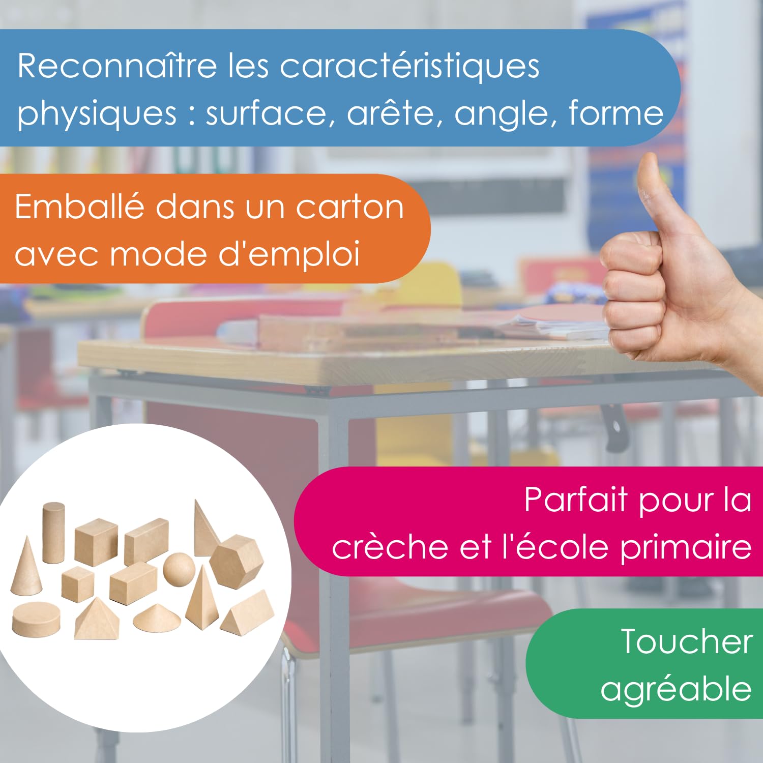 Wissner Raum & Form solides géométriques 14 pièces bois