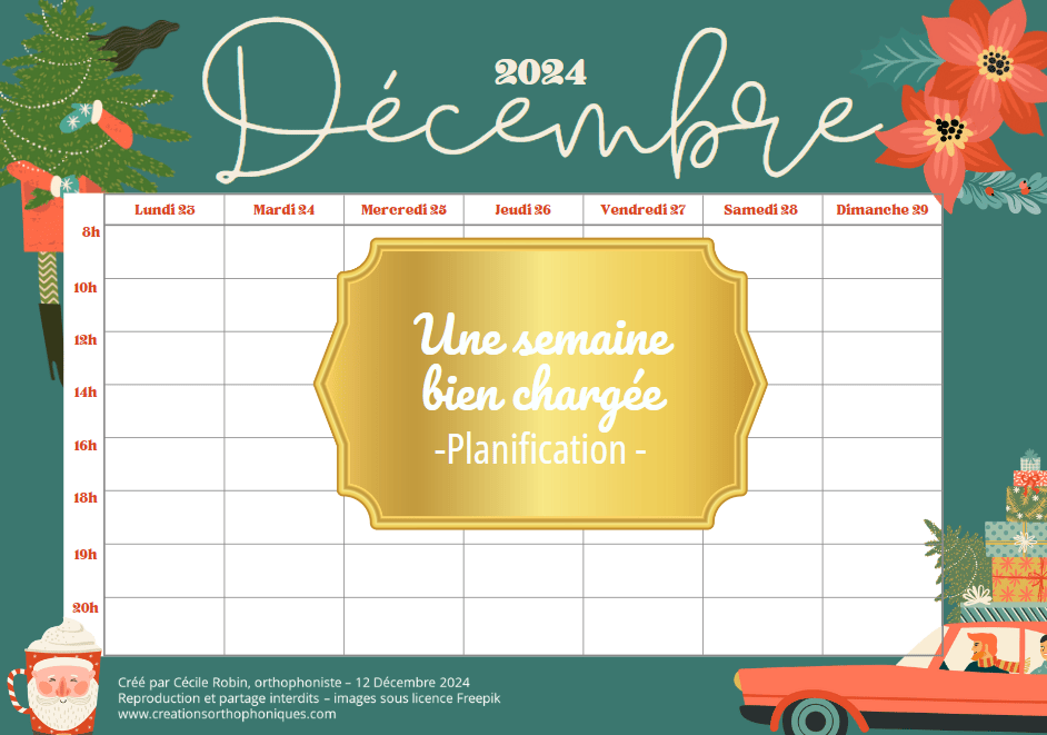 Créations orthophoniques Fonctions exécutives Une semaine bien chargée