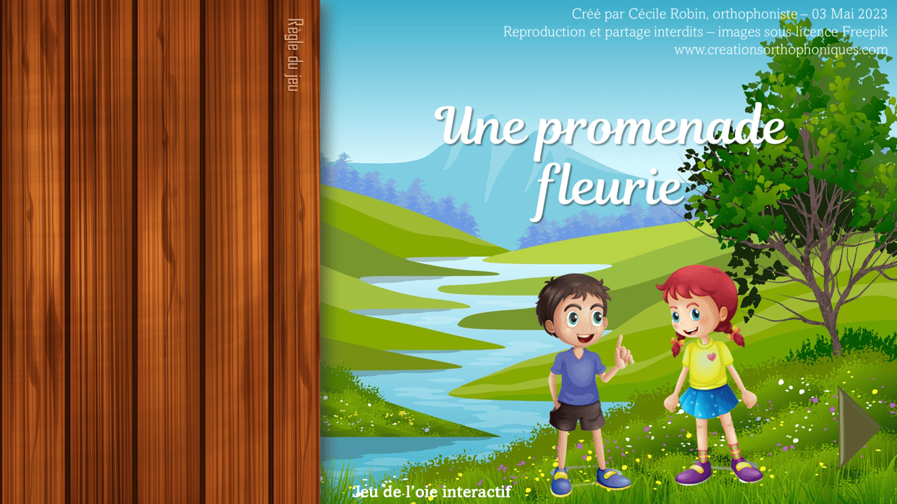 Créations orthophoniques Promenade fleurie jeu de l’oie interactif tous objectifs