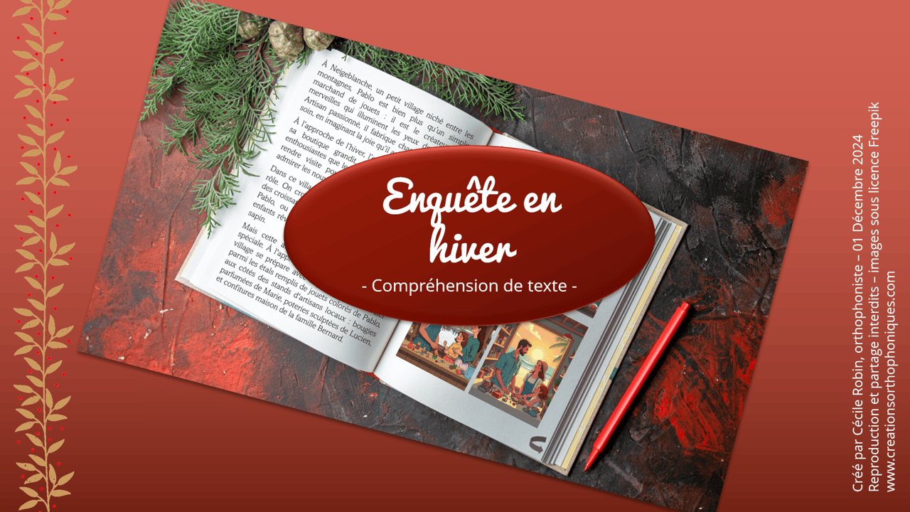 Créations orthophoniques Enquête en hiver exercice compréhension écrite PowerPoint