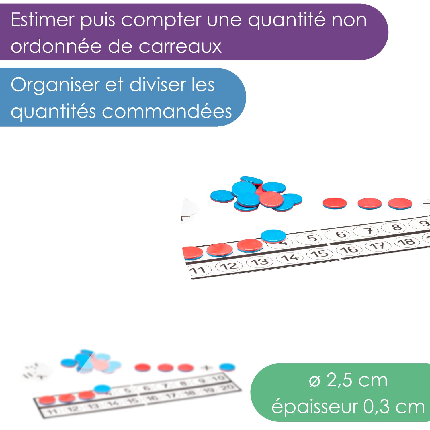 Wissner Zahlen & Rechnen Réglette calcul 20 + 22 jetons