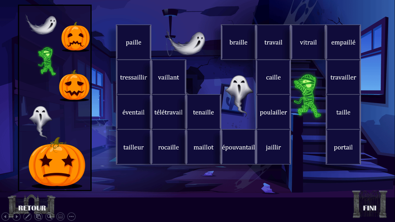 Créations orthophoniques Lecture créatures Halloween jeu ail eil euil ouil