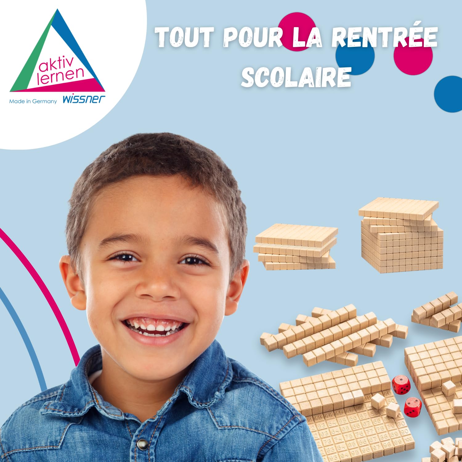 Wissner Zahlen & Rechnen plateau des centaines 10 pcs bois
