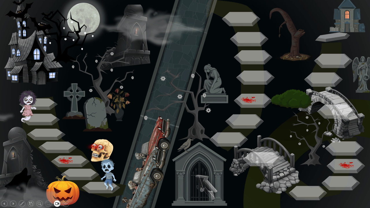 Créations orthophoniques Cognition Gare aux zombies Jeu de l'oie interactif PPT