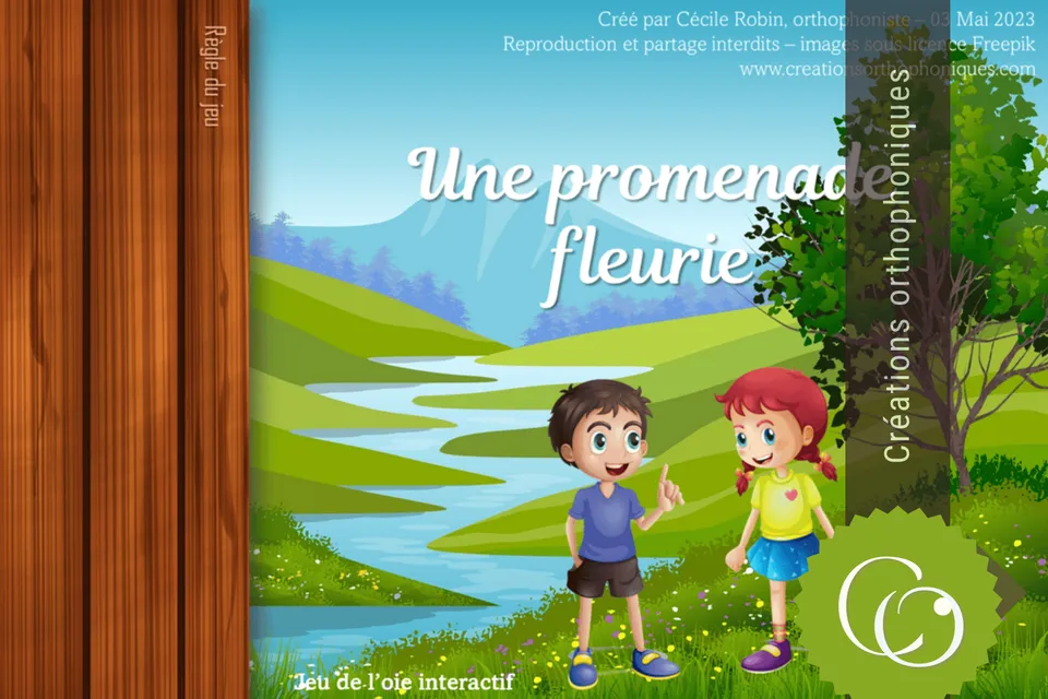 Créations orthophoniques Promenade fleurie jeu de l’oie interactif tous objectifs