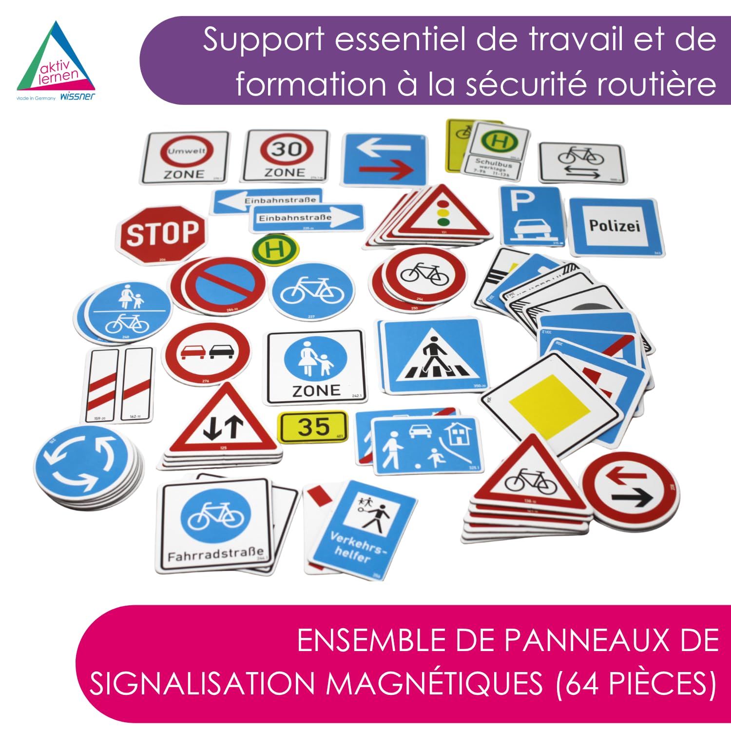 Wissner Verkehr panneaux magnétiques circulation 64 pièces