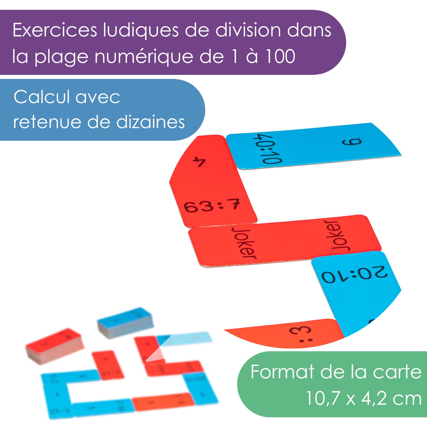 Wissner Lernspiele domino division 100 60 cartes bleues