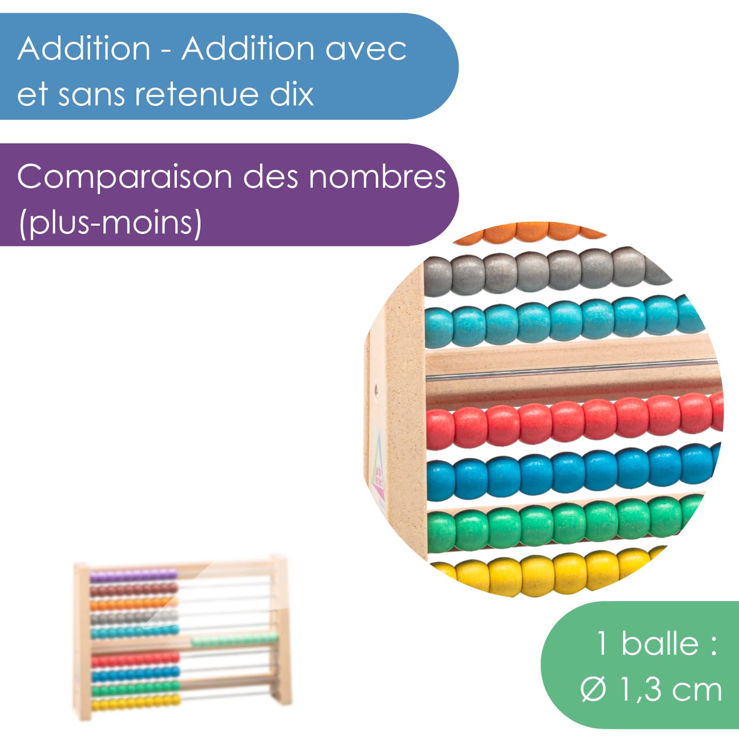Wissner Zahlen & Rechnen Boulier 100 billes multicolore